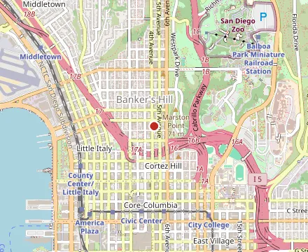 Map showing Wet Stone Wine Bar-Bankers Hill