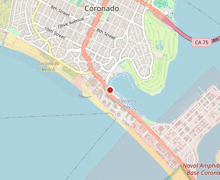 Map showing Bluewater Boathouse Seafood Grill Coronado